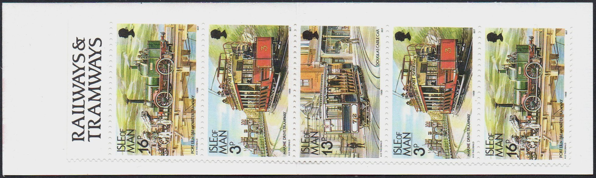 Isle of Man Booklet Stamps Trains 1988-1992